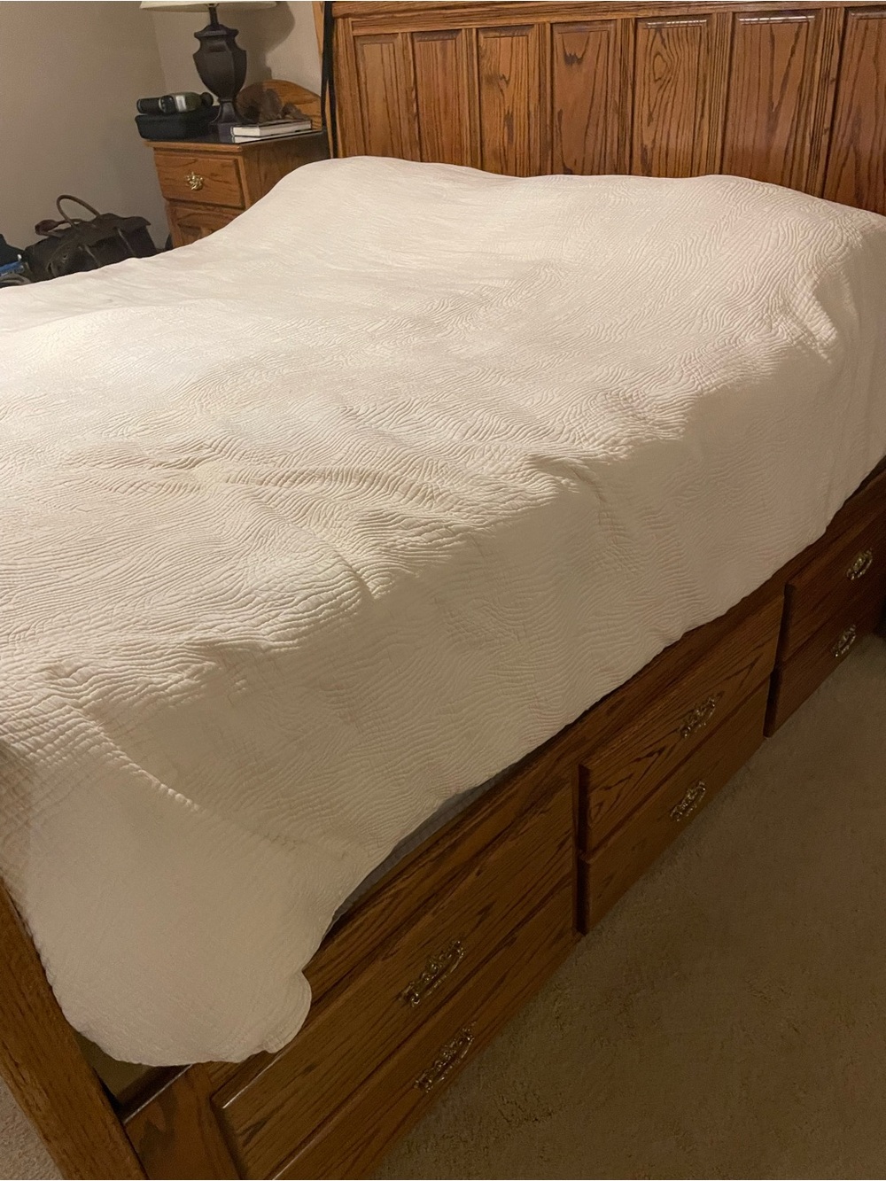 Classic White Quilted Bedspread overall good condition - Soft Textured Coverlet